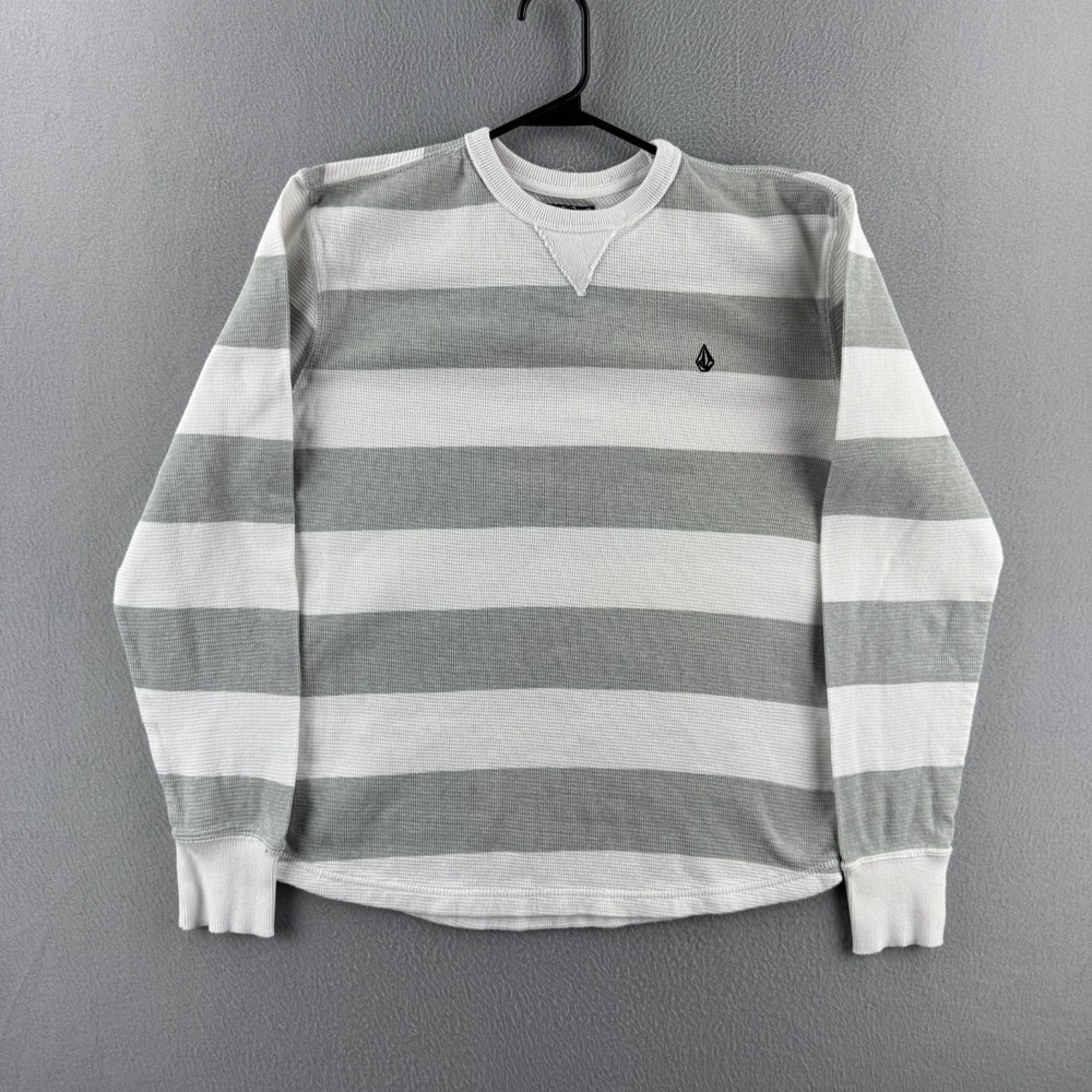 Vintage Y2K Volcom Shirt Mens Large Gray Long Sleeve Thermal Waffle Surf Skate